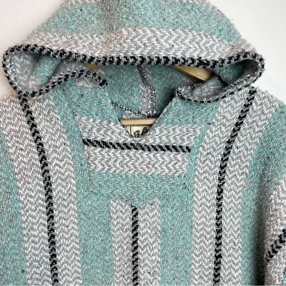 Baja Joe Beach Hoodie Sweater Mint & White Stripe Large - Picture 2 of 8